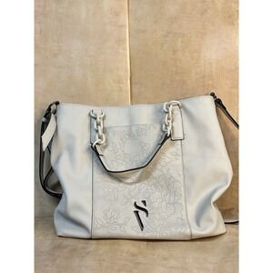 SIMPLY VERA - Vera Wang Large Creamy‎ White Flower Details Tote Bag Or Xbody